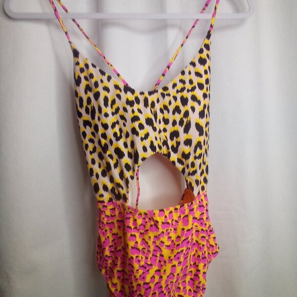 Arizona Jeans Co. Swimsuit L Women One Piece High Cut Animal Print Colorful - Picture 7 of 14